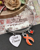 Orange Ribbon Fu** Cancer Charm Bracelet - Rock Your Cause Jewelry