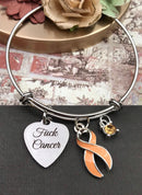 Peach Ribbon Fu** Cancer Charm Bracelet - Uterine Cancer Survivor Gift - Rock Your Cause Jewelry