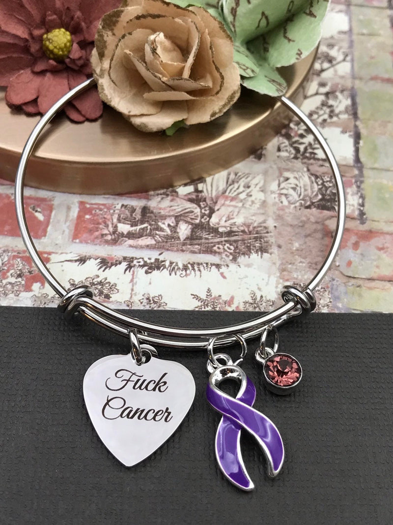 F***　–　Screw　Purple　Charm　Your　Cause　Bracelet　Ribbon　Cancer　Rock　Cancer　Expletive　Jewelry