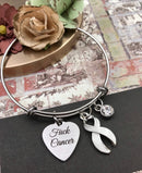 White Ribbon Charm Bracelet - F*** (Expletive) Cancer - Rock Your Cause Jewelry