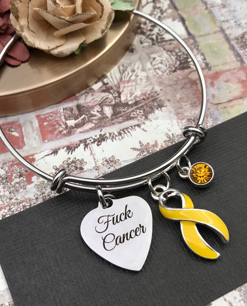 Yellow Ribbon F*** Cancer (Expletive) Bracelet - Rock Your Cause Jewelry