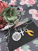 Gold Ribbon Necklace - I Will Hold You Up When Your Strength Fails - Rock Your Cause Jewelry