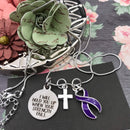 Purple Ribbon Necklace  - I Will Hold You Up When Your Strength Fails - Rock Your Cause Jewelry