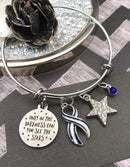 ALS / Blue & White Striped Ribbon Bracelet - Only in Darkness, Can You See Stars - Rock Your Cause Jewelry
