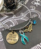 Teal Ribbon Hero Charm Bracelet / Never Never Give Up - Rock Your Cause Jewelry