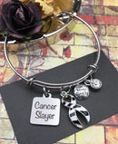 Zebra Ribbon Cancer Slayer Charm Bracelet - Rock Your Cause Jewelry