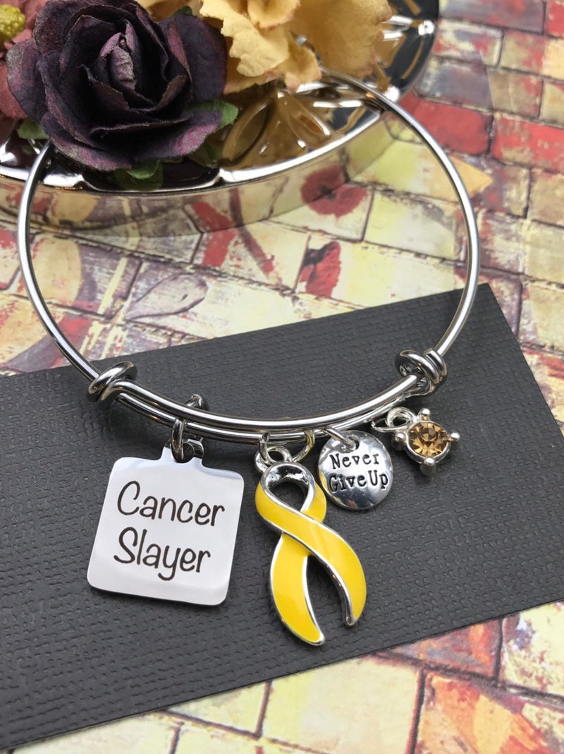 Yellow Ribbon Cancer Slayer Bracelet - Rock Your Cause Jewelry