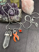 Orange Ribbon Healing Quartz Crystal Necklace - Rock Your Cause Jewelry