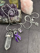 Purple Ribbon Healing Crystal Quartz Necklace - Rock Your Cause Jewelry