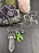 Lime Ribbon Healing Quartz Crystal Necklace - Rock Your Cause Jewelry