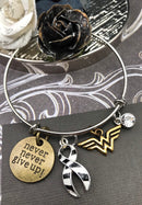 Zebra Ribbon Hero Charm Bracelet - Never Never Give Up - Rock Your Cause Jewelry