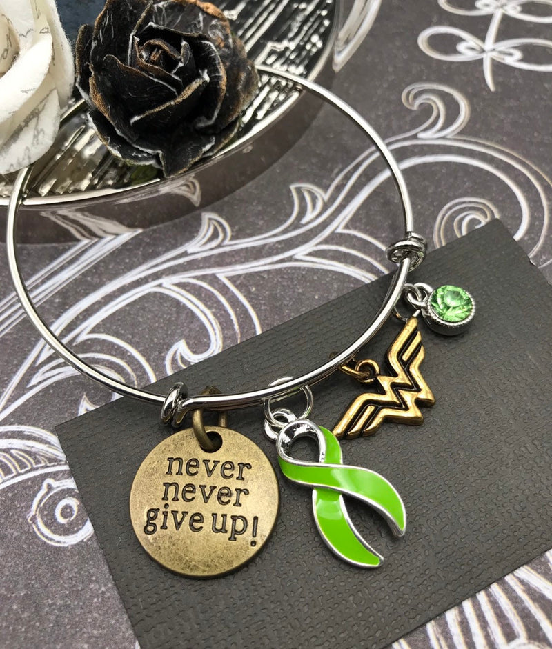 Lime Green Ribbon Hero Charm Bracelet - Rock Your Cause Jewelry