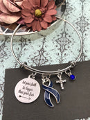 Dark Navy Blue Ribbon Bracelet - Let Your Faith Be Bigger Than Your Fear - Rock Your Cause Jewelry