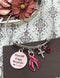 Burgundy Ribbon Charm Bracelet - Let Your Faith be Bigger Than Your Fear - Rock Your Cause Jewelry