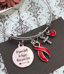 Red Ribbon Charm Bracelet - Let your Faith Be Bigger Than Your Fear - Rock Your Cause Jewelry