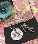 Gray (Grey) Ribbon Necklace - I Can Do All Things Through Christ Who Strengthens Me - Rock Your Cause Jewelry