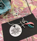 Pink & Teal (Previvor) Ribbon Necklace - I Can Do Anything through Him Through Christ - Rock Your Cause Jewelry