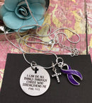 Purple Ribbon Necklace - I Can Do All Through Christ Who Strengthens Me - Rock Your Cause Jewelry
