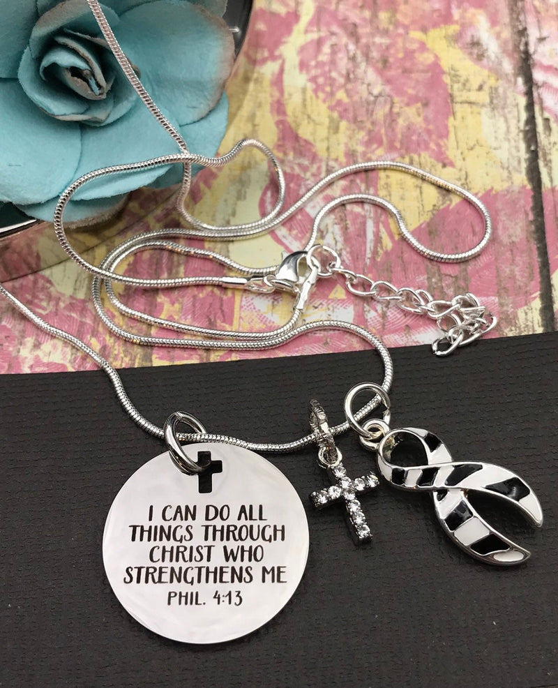 Zebra Ribbon Necklace - I Can Do All Things Through Christ Who Strengthens Me - Rock Your Cause Jewelry