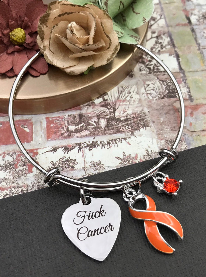 Orange Ribbon Fu** Cancer Charm Bracelet - Rock Your Cause Jewelry