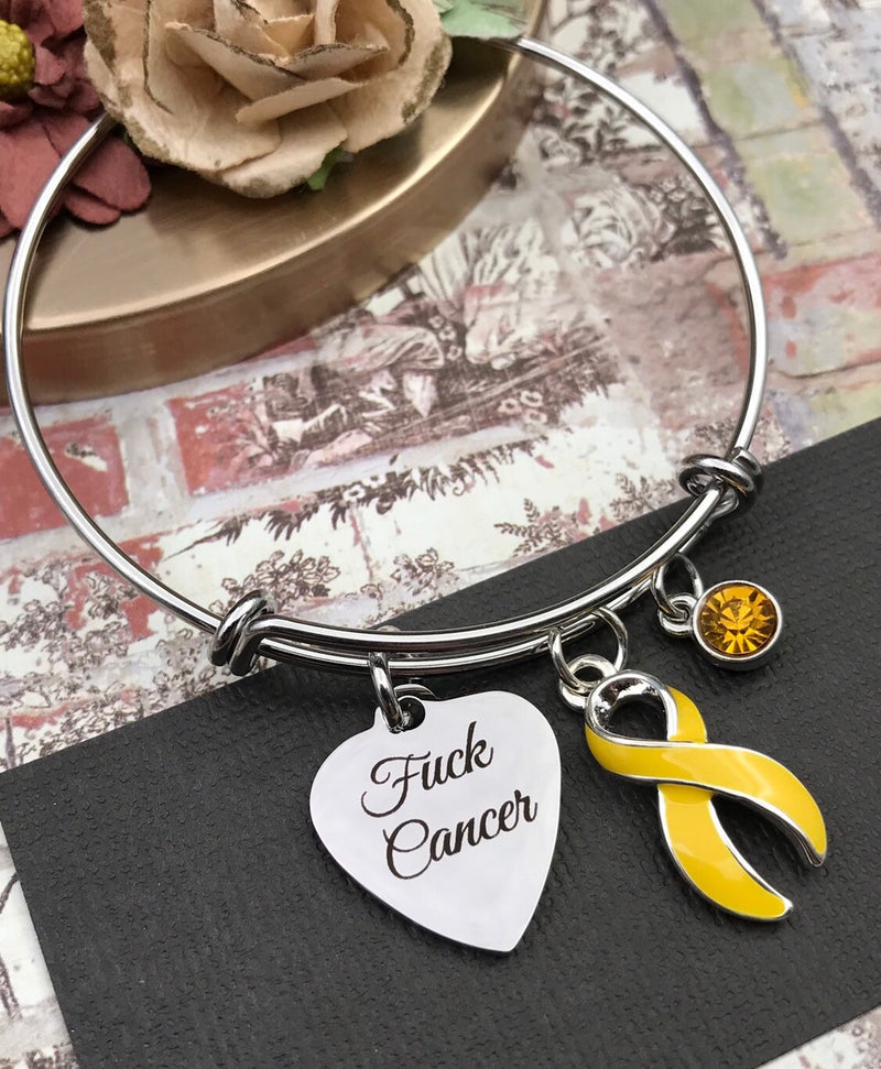 Yellow Ribbon F*** Cancer (Expletive) Bracelet - Rock Your Cause Jewelry