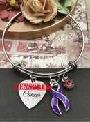 Purple Ribbon F*** Cancer Charm Bracelet - Expletive Screw Cancer - Rock Your Cause Jewelry