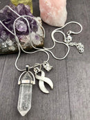 White Ribbon Healing Crystal Quartz Necklace - Rock Your Cause Jewelry
