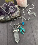 Teal Ribbon Healing Energy Quartz Necklace - Rock Your Cause Jewelry