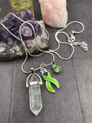 Lime Ribbon Healing Quartz Crystal Necklace - Rock Your Cause Jewelry