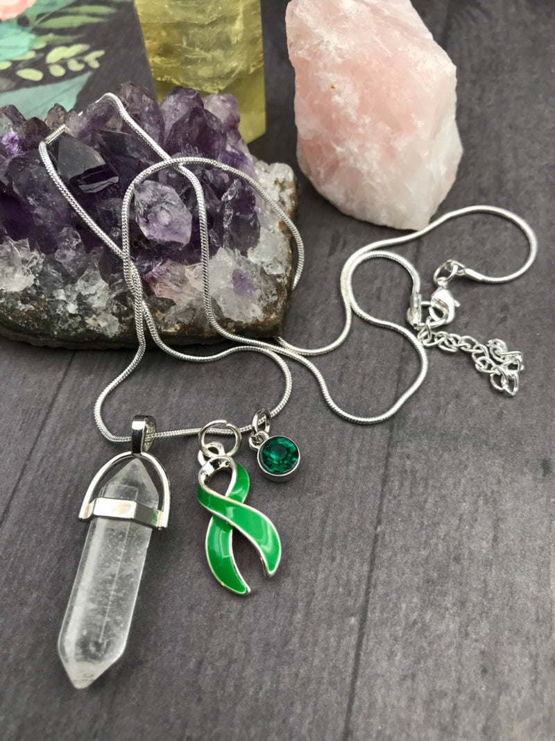 Green Ribbon Healing Quartz Crystal Necklace - Rock Your Cause Jewelry