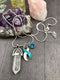 Teal & White Ribbon Healing Energy Crystal Quart Necklace - Rock Your Cause Jewelry
