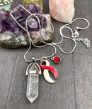 Red & White Ribbon Healing Crystal Quartz Necklace - Rock Your Cause Jewelry