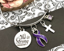 Purple Ribbon Charm Bracelet - She is Strong / Proverbs 34:25 - Rock Your Cause Jewelry