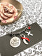Red & White Ribbon Charm Bracelet - She is Strong / Proverbs 34:25 - Rock Your Cause Jewelry