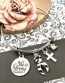 Zebra Ribbon Bracelet - She is Strong / Proverbs 34:25 - Rock Your Cause Jewelry