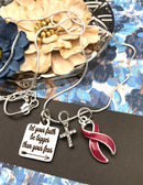 Burgundy Ribbon Necklace - Let Your Faith be Bigger Than Your Fear - Rock Your Cause Jewelry