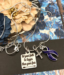 Violet Dark Purple Ribbon Necklace - Let Your Faith be Bigger Than Your Fear - Rock Your Cause Jewelry