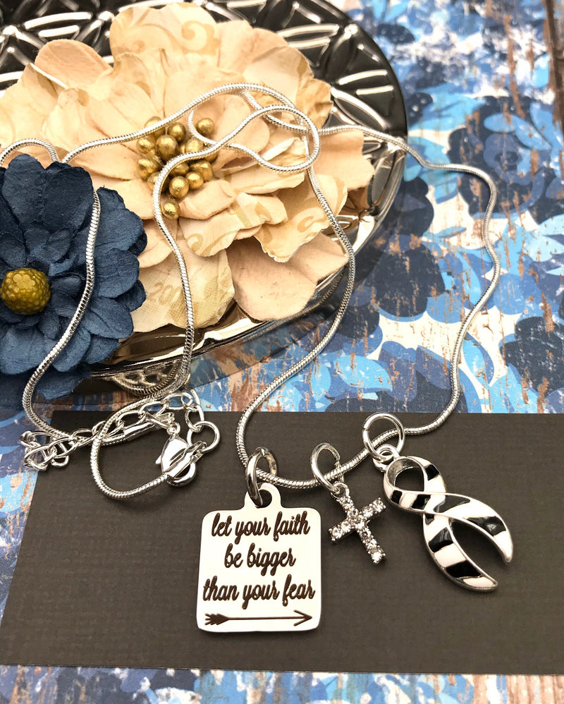 Zebra Ribbon Necklace - Let Your Faith be Bigger Than Your Fear - Encouragement Gift - Rock Your Cause Jewelry