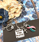 Pink & Teal (Previvor) Ribbon - Let Your Faith be Bigger Than Your Fear Necklace - Rock Your Cause Jewelry