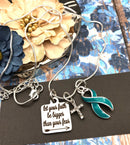 Teal Ribbon Necklace - Let Your Faith be Bigger Than Your Fear - Rock Your Cause Jewelry