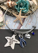 Dark Navy Blue Ribbon Bracelet - You Can't Stop The Waves / Learn To Surf - Rock Your Cause Jewelry