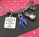 Blue & Purple Ribbon Bracelet - If God Gives Us Only What We Can Handle, He Must Think I'm A Badass - Rock Your Cause Jewelry