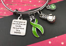 Lime Green Ribbon Charm Bracelet - If God Gives Us Only What We Can Handle ... He Must Think I'm A Badass - Rock Your Cause Jewelry
