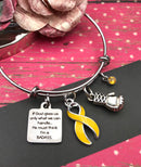 Yellow Ribbon Charm Bracelet - If God gives Us Only What We Can Handle ... He Must Think I'm a Badass - Rock Your Cause Jewelry
