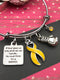 Yellow Ribbon Charm Bracelet - If God gives Us Only What We Can Handle ... He Must Think I'm a Badass - Rock Your Cause Jewelry