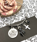 Black Ribbon Charm Bracelet - She Is Strong - Rock Your Cause Jewelry