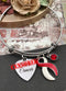 Red & White Ribbon Charm Bracelet - F*** Cancer - Rock Your Cause Jewelry