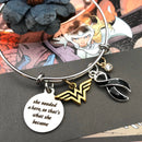 Black Ribbon Charm Bracelet - She Needed a Hero So That's What She Became - Rock Your Cause Jewelry
