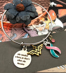 Pink & Teal (Previvor) Ribbon - She Needed a Hero, So That's What She Became - Rock Your Cause Jewelry
