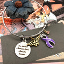 Purple Ribbon Charm Bracelet - She Needed a Hero, So That's What She Became - Rock Your Cause Jewelry